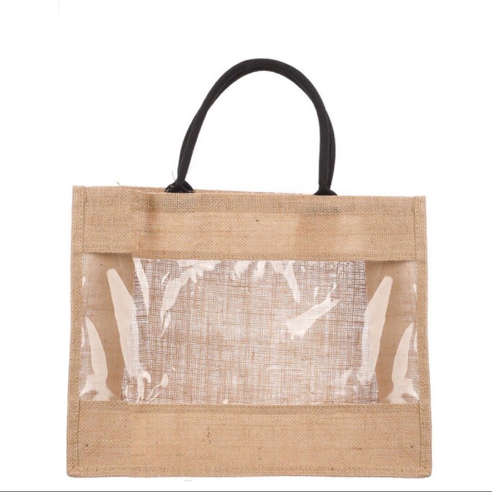 Jute Canvas Transparent Tote Bag